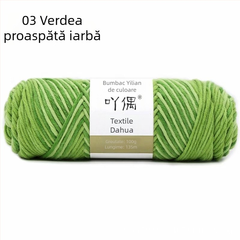 Fire de lână amestecată în skein cu gradient lapte-bumbac, inel de tors, pentru prosoape, tricotat, țesut și cusut