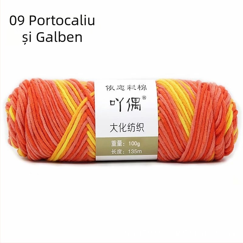 Fire de lână amestecată în skein cu gradient lapte-bumbac, inel de tors, pentru prosoape, tricotat, țesut și cusut