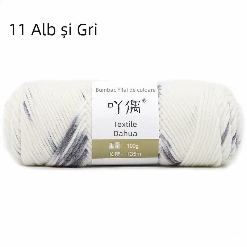 Fire de lână amestecată în skein cu gradient lapte-bumbac, inel de tors, pentru prosoape, tricotat, țesut și cusut