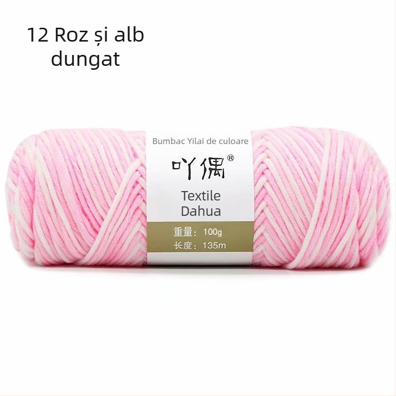 Fire de lână amestecată în skein cu gradient lapte-bumbac, inel de tors, pentru prosoape, tricotat, țesut și cusut