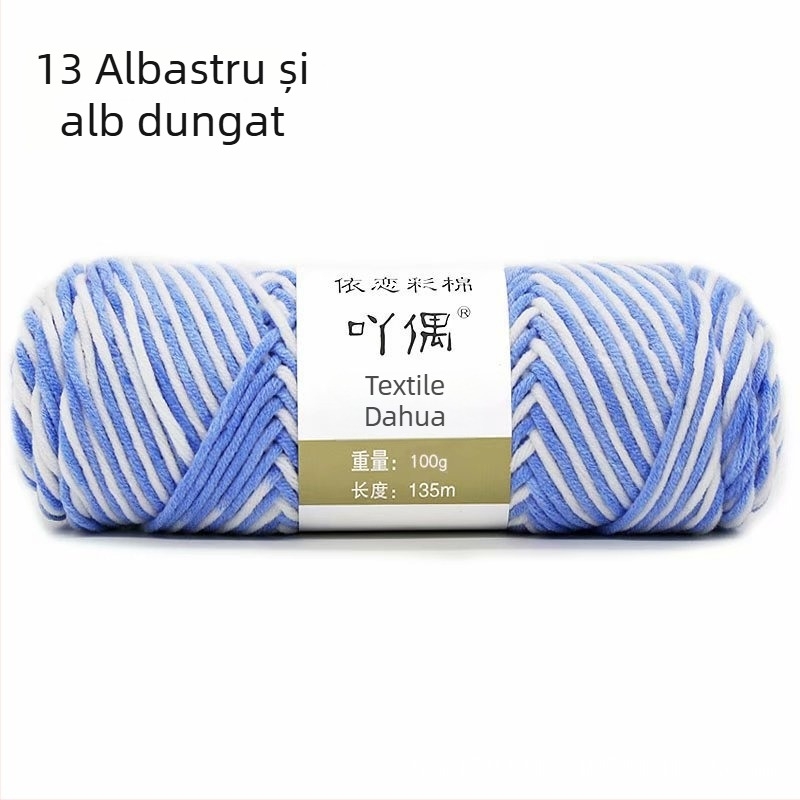 Fire de lână amestecată în skein cu gradient lapte-bumbac, inel de tors, pentru prosoape, tricotat, țesut și cusut