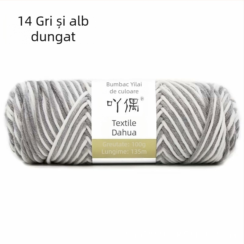 Fire de lână amestecată în skein cu gradient lapte-bumbac, inel de tors, pentru prosoape, tricotat, țesut și cusut