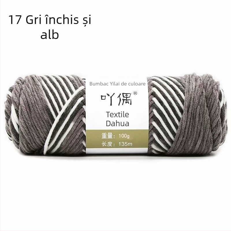 Fire de lână amestecată în skein cu gradient lapte-bumbac, inel de tors, pentru prosoape, tricotat, țesut și cusut