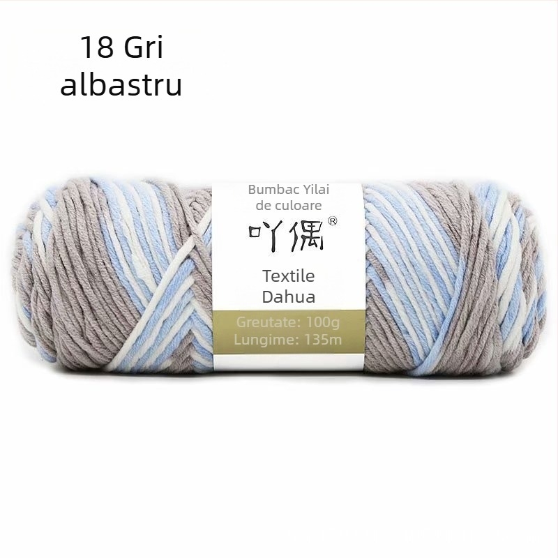 Fire de lână amestecată în skein cu gradient lapte-bumbac, inel de tors, pentru prosoape, tricotat, țesut și cusut