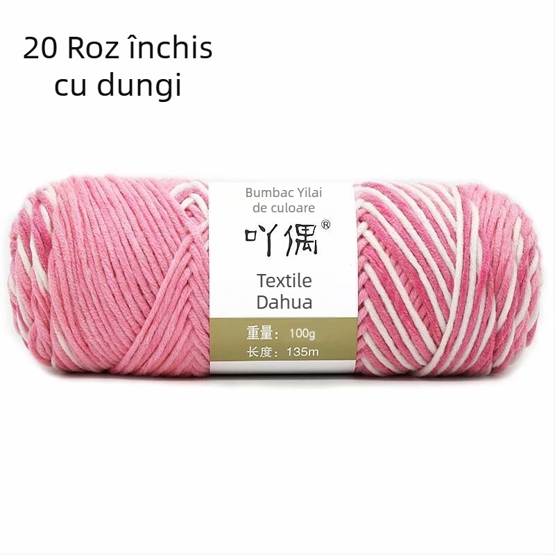Fire de lână amestecată în skein cu gradient lapte-bumbac, inel de tors, pentru prosoape, tricotat, țesut și cusut