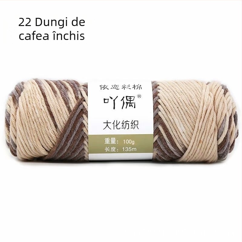 Fire de lână amestecată în skein cu gradient lapte-bumbac, inel de tors, pentru prosoape, tricotat, țesut și cusut