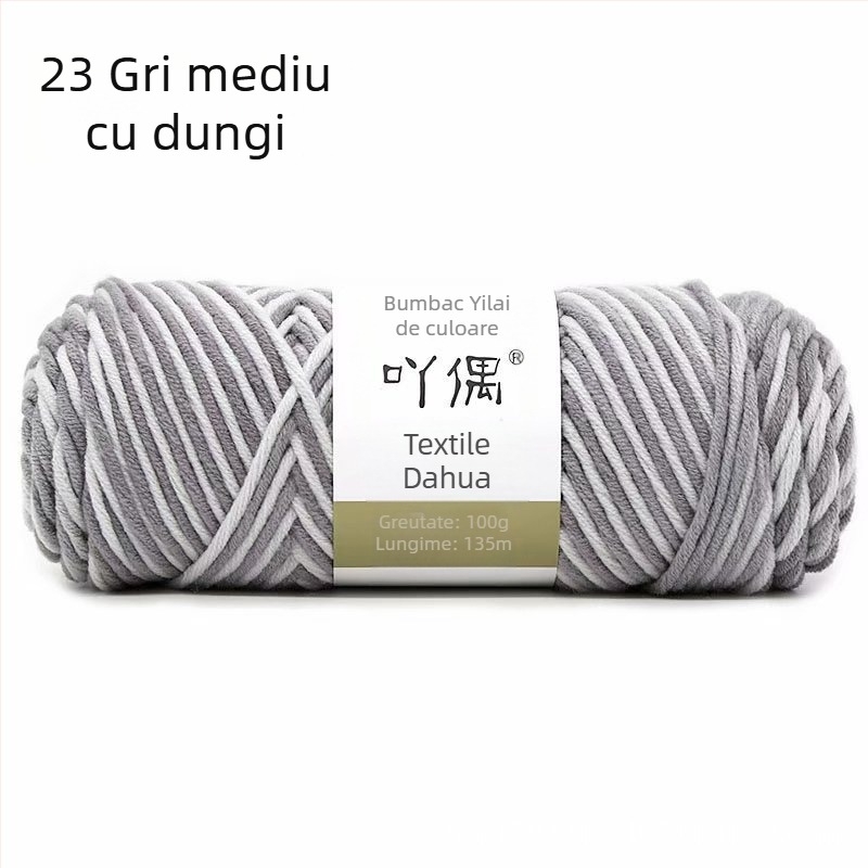 Fire de lână amestecată în skein cu gradient lapte-bumbac, inel de tors, pentru prosoape, tricotat, țesut și cusut