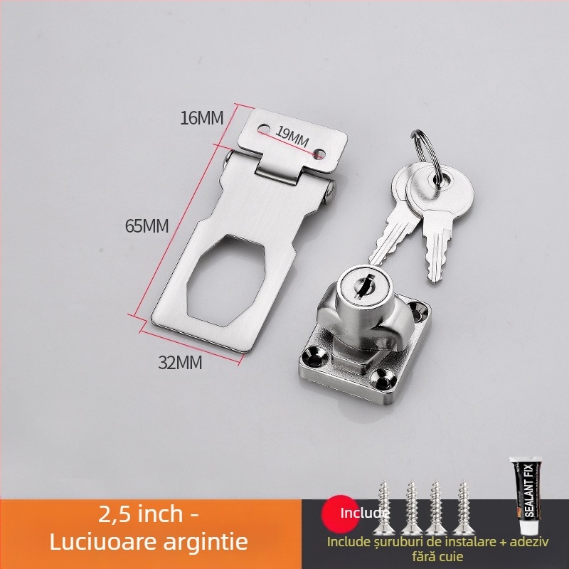 Încuietoare pentru dulap cu montaj fără găuri — model HSD-12; potrivit pentru ușile de dulap, sertare, frigidere și congelatoare