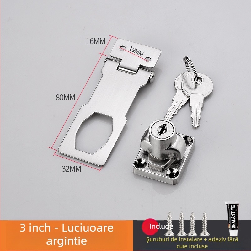 Încuietoare pentru dulap cu montaj fără găuri — model HSD-12; potrivit pentru ușile de dulap, sertare, frigidere și congelatoare
