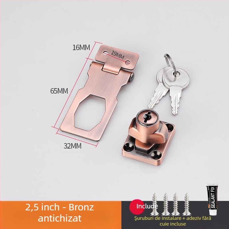 Încuietoare pentru dulap cu montaj fără găuri — model HSD-12; potrivit pentru ușile de dulap, sertare, frigidere și congelatoare