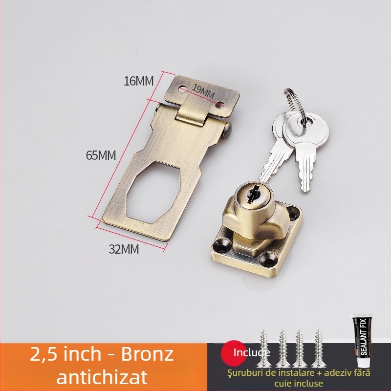 Încuietoare pentru dulap cu montaj fără găuri — model HSD-12; potrivit pentru ușile de dulap, sertare, frigidere și congelatoare