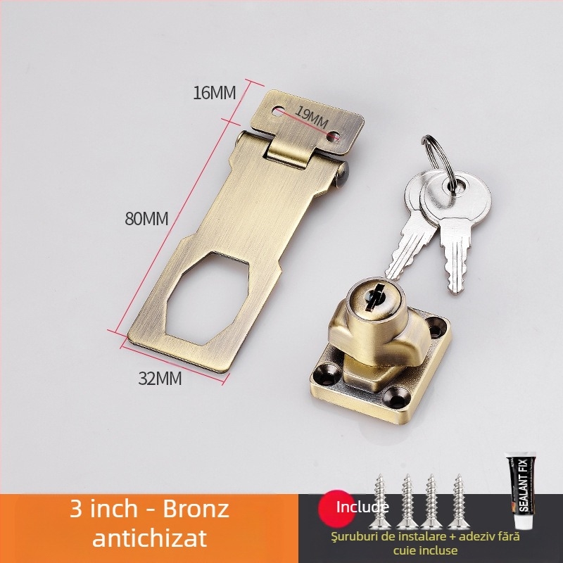 Încuietoare pentru dulap cu montaj fără găuri — model HSD-12; potrivit pentru ușile de dulap, sertare, frigidere și congelatoare