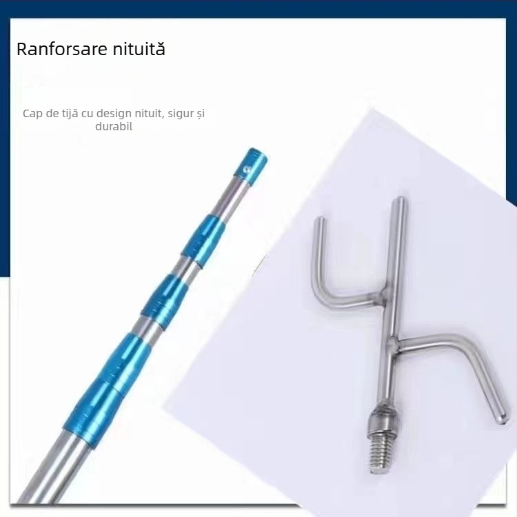 Bară de haine telescopic din oțel inoxidabil cu cârlige, pentru prelate de camion și utilizare în exterior la înălțime