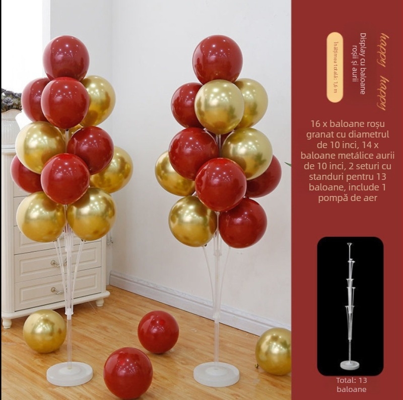 Coloane de baloane pentru podea, decor de eveniment premium – ideale pentru inaugurări, zile de naștere, absolvire și activități școlare; Material: plastic; Ambalaj inclus; Fără personalizare; Import: nu; Licență IP: nu