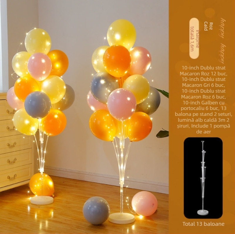 Coloane de baloane pentru podea, decor de eveniment premium – ideale pentru inaugurări, zile de naștere, absolvire și activități școlare; Material: plastic; Ambalaj inclus; Fără personalizare; Import: nu; Licență IP: nu