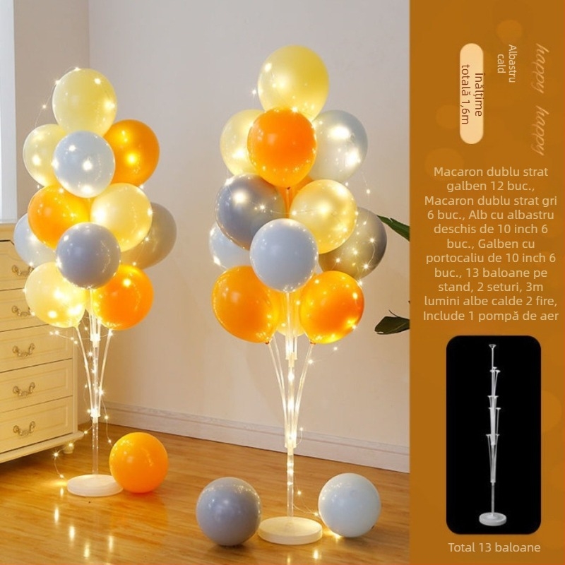 Coloane de baloane pentru podea, decor de eveniment premium – ideale pentru inaugurări, zile de naștere, absolvire și activități școlare; Material: plastic; Ambalaj inclus; Fără personalizare; Import: nu; Licență IP: nu