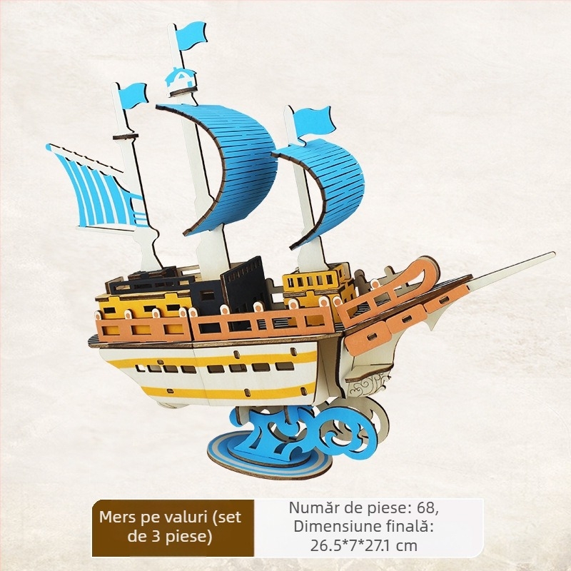 Nanhu Barcă Roșie din Lemn, Model 3D Puzzle, Kit DIY, cu Posibilitate de Logo OEM