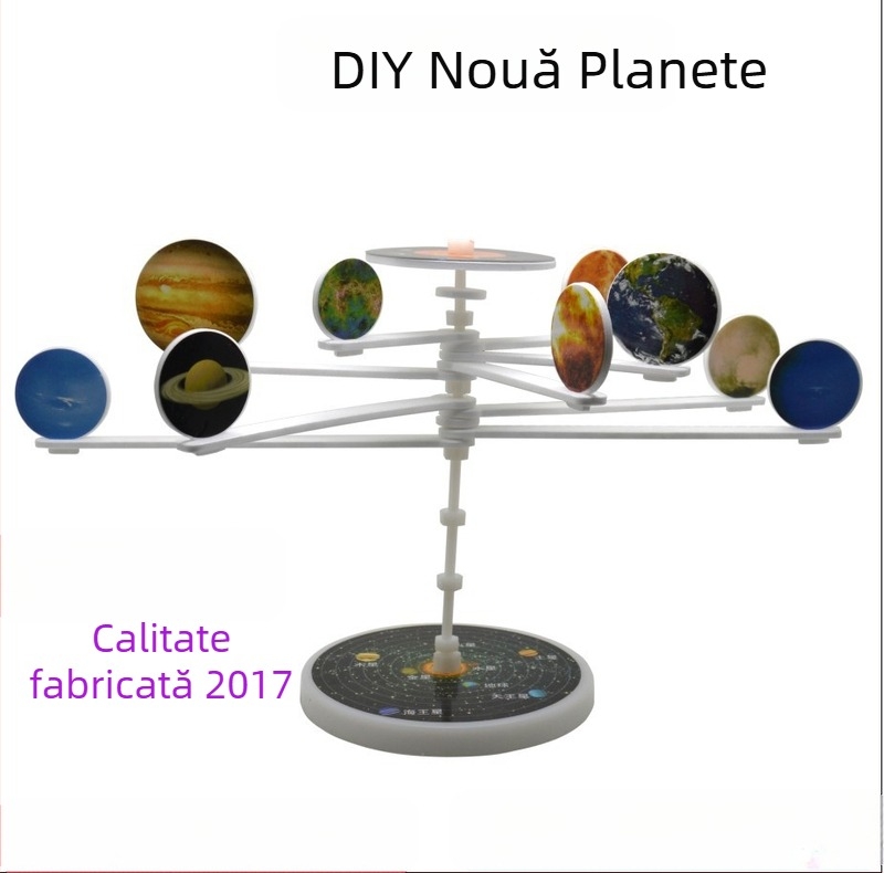 Modelul Sistemului Solar cu Nouă Planete – Kit DIY de Știință pentru Copii între 7–14 ani, Plastic, Personalizare a probelor