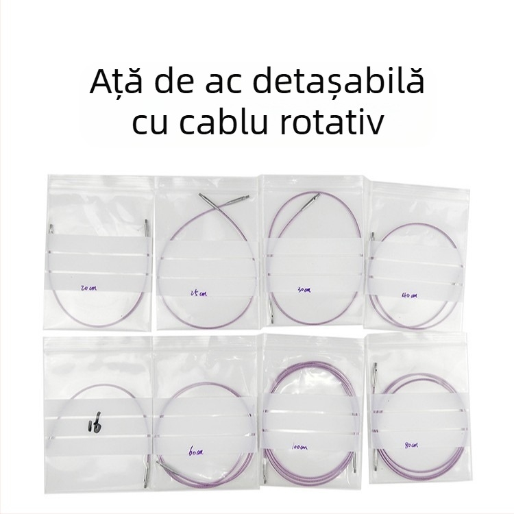 Ace de tricotat circulare detașabile cu inel rotativ și accesoriu șnur, pentru uz casnic