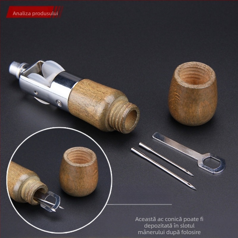 Set de unelte pentru cusut piele – 7 piese, construcție din fier și plastic, Jinbao (7 piese • fier + plastic • Jinbao)