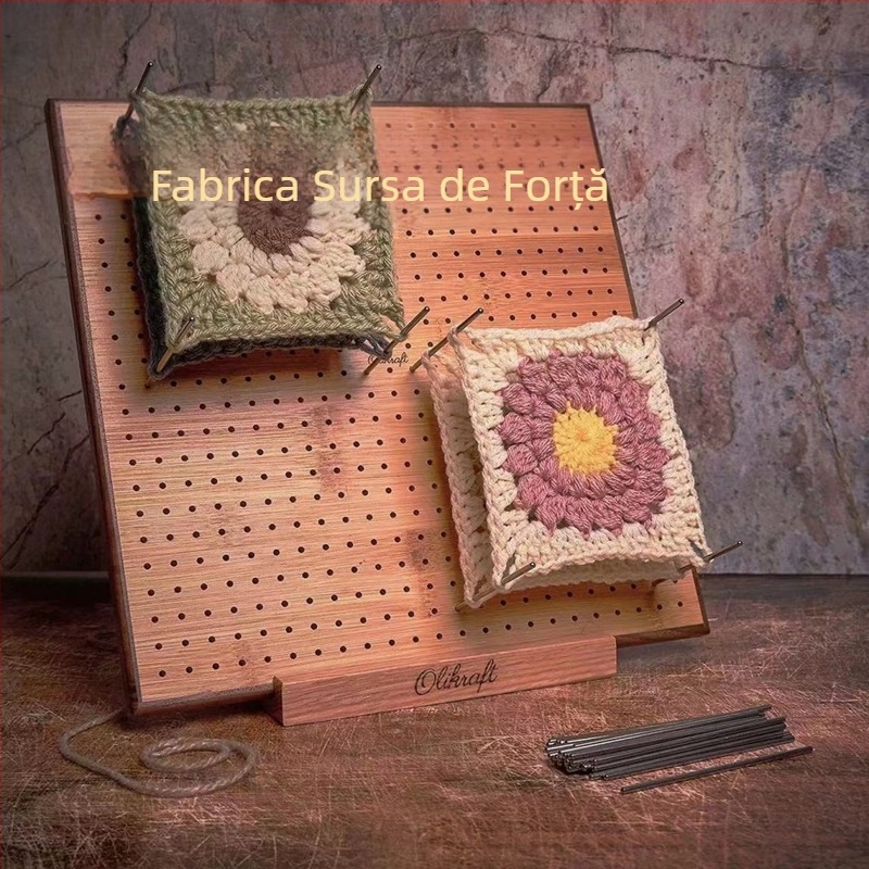 Loom pătrat din lemn de stejar pentru croșetat, realizat manual, covor de țesut pentru lână, marca Cherry, stil modern minimalist, personalizabil cu lemn de cauciuc sau placă de bambus, categoria: Alte produse din lemn.