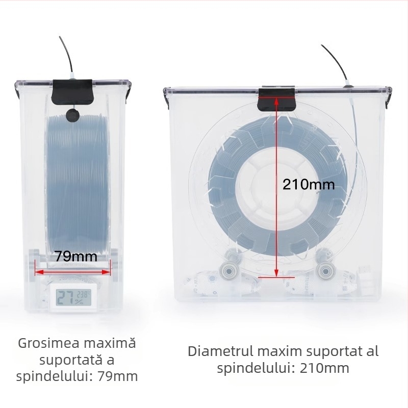 Cutie de uscare pentru materiale de imprimare 3D, capacitate 1 kg, consumabile PLA, PETG depozitare sigilată, protecție împotriva prafului și umezelii