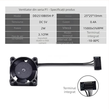 Ventilator pentru răcirea capului de topire cu rulmenți cu bile dubli, pentru răcirea gurii de extrudare, accesoriu de control al temperaturii PWM, model X1C P1S