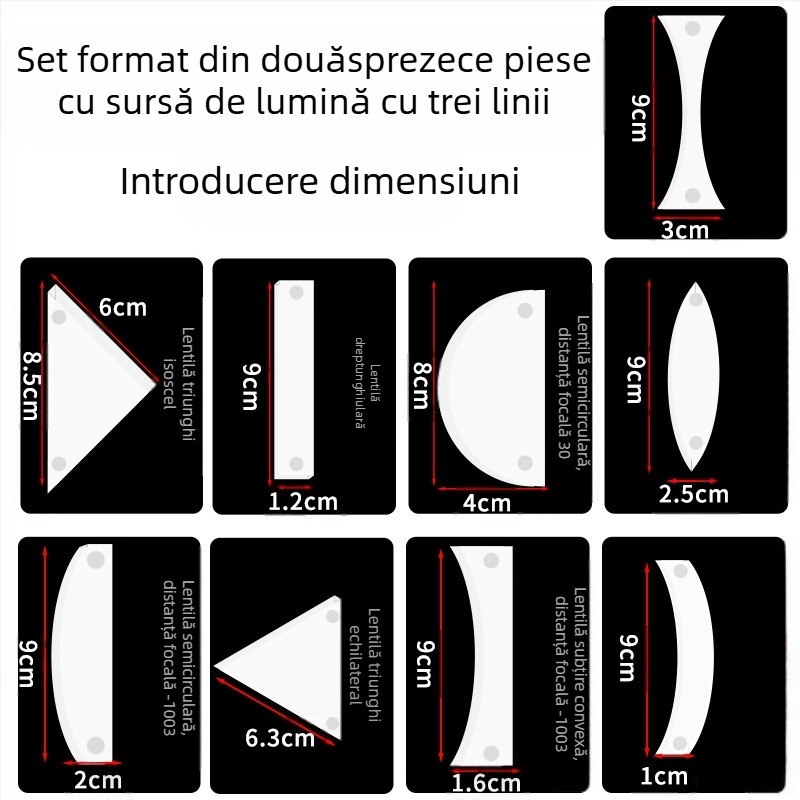 Liuxin Sursă de lumină cu atracție magnetică, set de 12 piese pentru experimente optice în fizică pentru gimnaziu