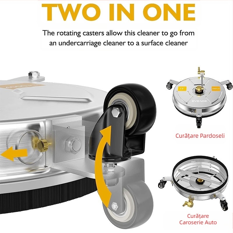 Curățitor cu presiune înaltă din oțel inoxidabil, curățător reglabil două în unu pentru șasiu și podea, cap de pulverizare din cupru, mâner din oțel inoxidabil, 4000 psi, rază de pulverizare 10 m