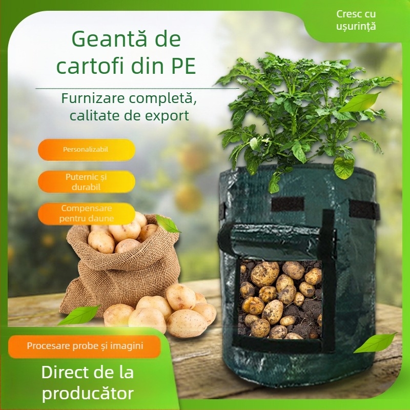 Sac de plantare PE, sac respirabil ecologic pentru grădinărit acasă, proiecte de împădurire și grădini la balcon, sac de creștere a plantelor