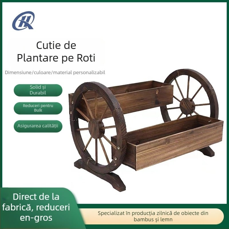 Ghiveci din lemn cu bază de podea, stil pastoral, pentru grădinărit acasă. Brand Zhongbiao, cod Ltao 1007063390