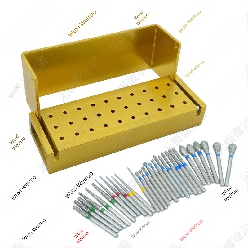 Set dentar cu 30 freze din carborund cu suport pentru freze, cutie de înaltă viteză și capete de polizare și șlefuire — ambalaj în 200 de cutii