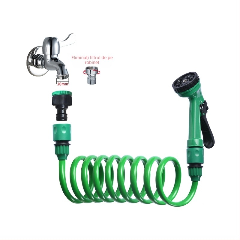 Meiyu kit pistol de apă pentru uz casnic, cu cap din plastic, tub cu arc și tub de apă telescopic, 5 funcții