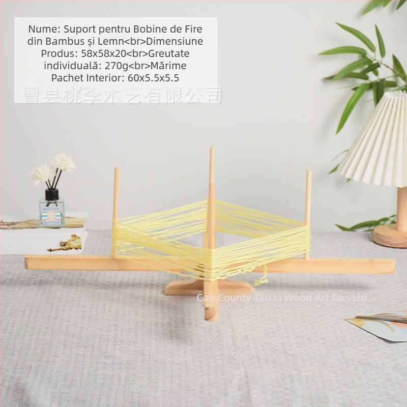 Raft din lemn pentru fire, rotativ, lucrat manual, lemn masiv, stil modern minimalist - Peach & Plum
