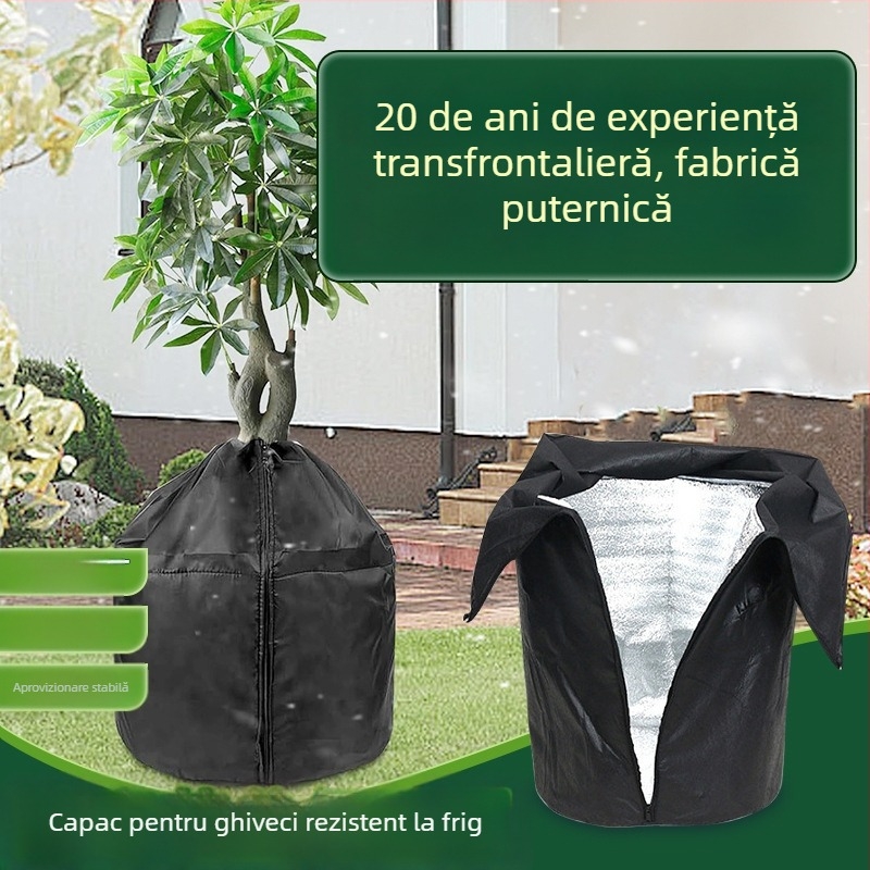 Acoperire izolatoare respirabilă pentru plante din grădină, pomi fructiferi și ghivece — protecție la ger, absorbantă de apă, durabilă, ecologică.