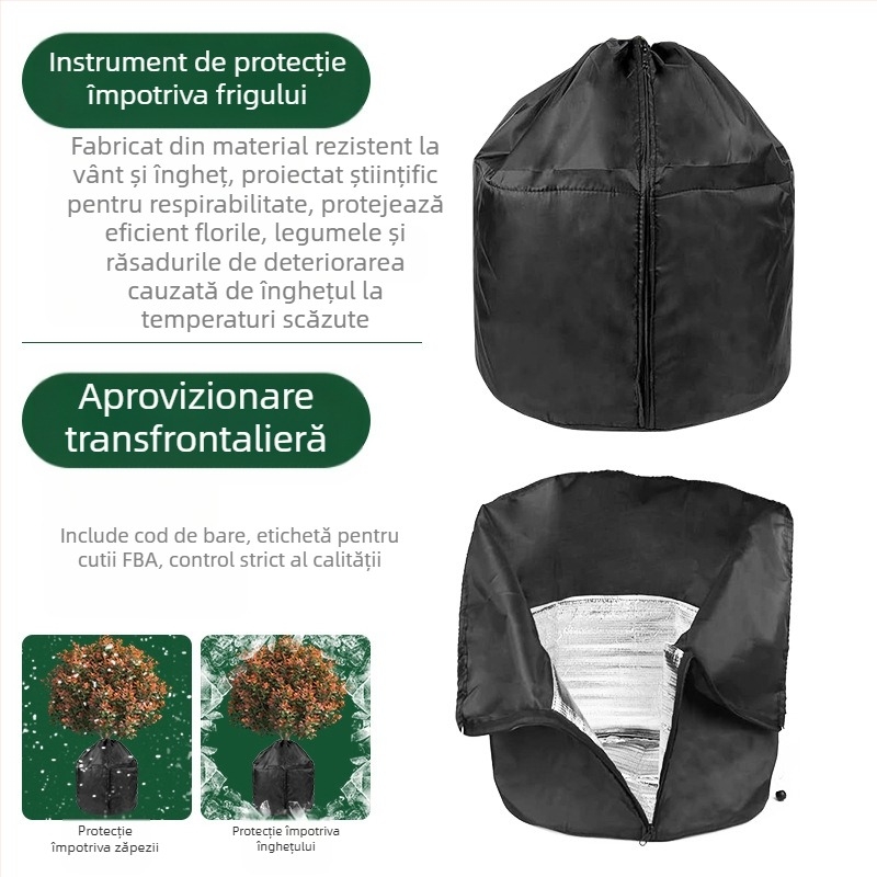 Acoperire izolatoare respirabilă pentru plante din grădină, pomi fructiferi și ghivece — protecție la ger, absorbantă de apă, durabilă, ecologică.
