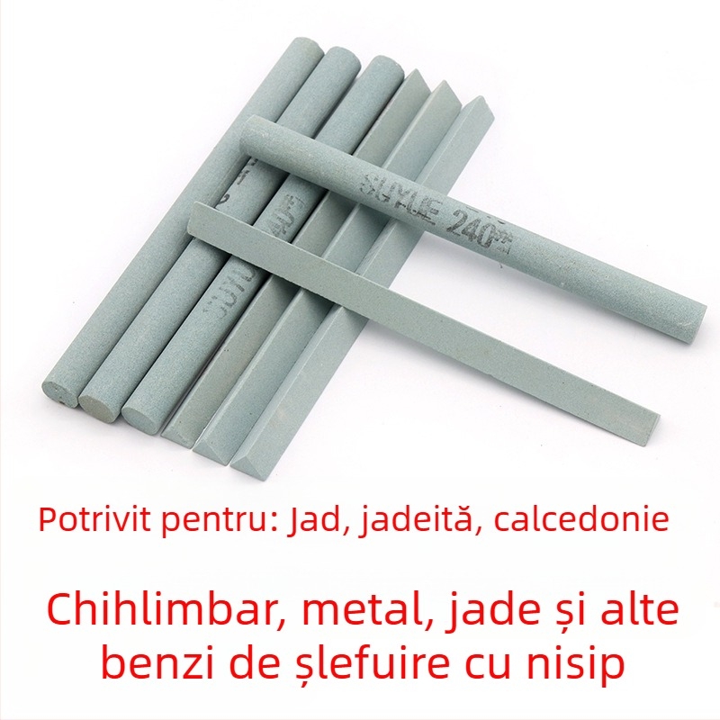 Soochow Mill Bandă de piatră de ulei cu carbid de siliciu – formă circulară/triangulară, pentru jad, jadit, agat, chihlimbar și jad metalic