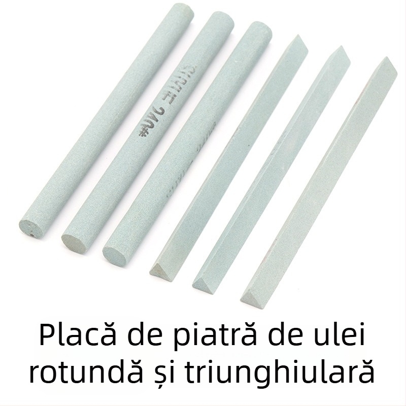 Soochow Mill Bandă de piatră de ulei cu carbid de siliciu – formă circulară/triangulară, pentru jad, jadit, agat, chihlimbar și jad metalic