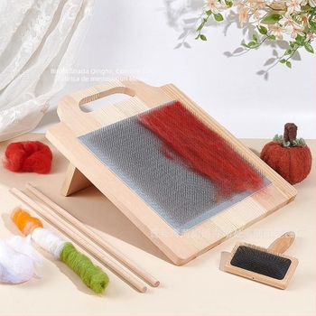 Set din lemn pentru fibre de lână, pentru amestecarea nuanțelor, filarea și pieptănarea — accesorii pentru mașina de cusut; stil creativ, minimalist; personalizabil.