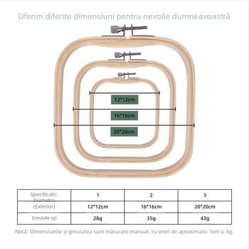 Ramă pătrată din bambus pentru broderie în cruce, stil chinezesc