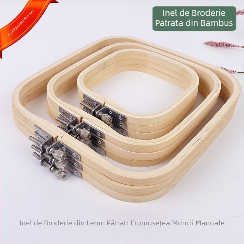 Ramă pătrată din bambus pentru broderie în cruce, stil chinezesc