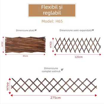 Suport de plante montat pe perete, cu plasă de cățărare din lemn anticoroziv, pentru balcon și grădină. Cod produs Tb-635814615018