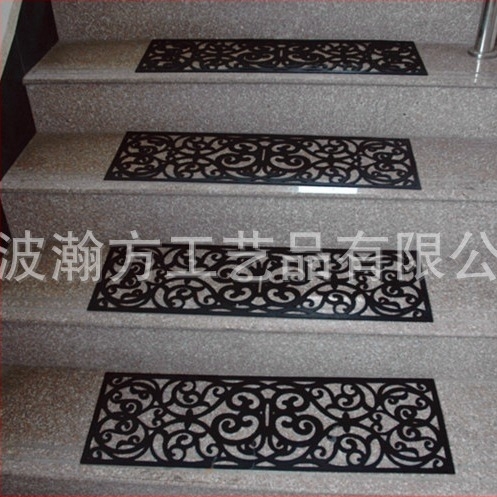 Covoraș de scări din cauciuc cu model geometric, formă pătrată, stil modern minimalist