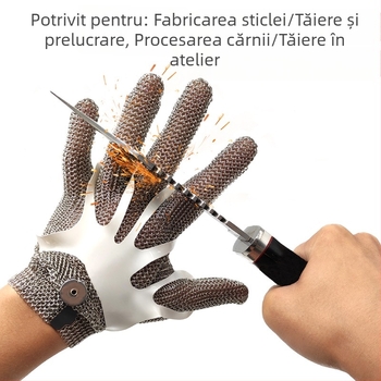 BX 5201 Mănuși de protecție la tăiere cu inel din oțel inoxidabil 304L, 22 cm, pentru procesarea cărnii