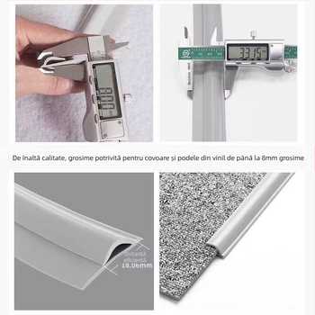 Profil de margine autoadeziv din PVC pentru covoare și podele – design plat, modern