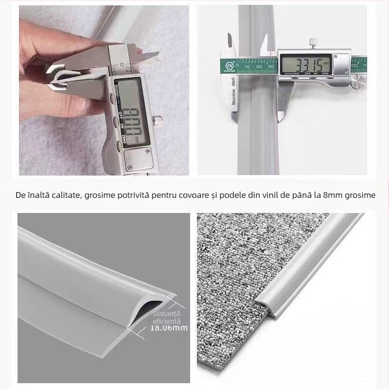 Profil de margine autoadeziv din PVC pentru covoare și podele – design plat, modern