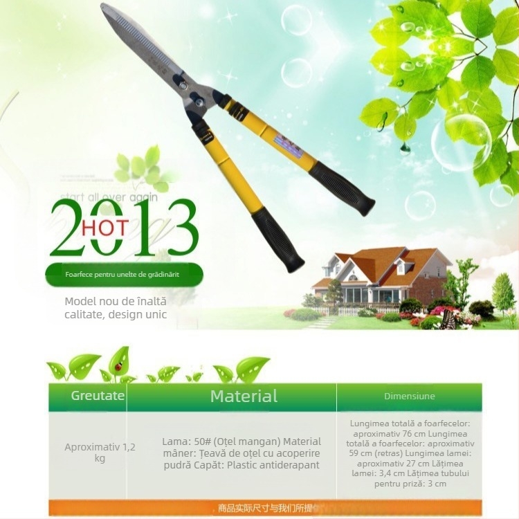 Foarfece telescopice de grădină cu mâner din țeavă de oțel, oțel 65Mn, diametru de tăiere 1–10 mm, greutate 1,2 kg, marcă German help