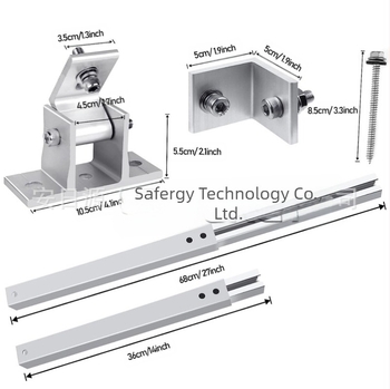 Suport reglabil pentru panouri solare pentru acoperiș din metal, cu picioare frontale și din spate; aliaj de aluminiu; înclinare 15–30°; anodizat; 4 kg