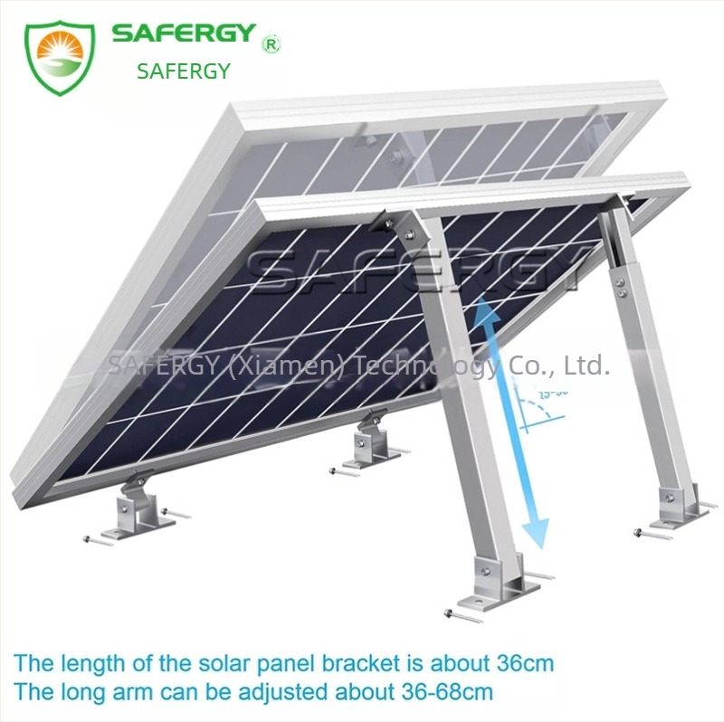Suport reglabil pentru panouri solare pentru acoperiș din metal, cu picioare frontale și din spate; aliaj de aluminiu; înclinare 15–30°; anodizat; 4 kg