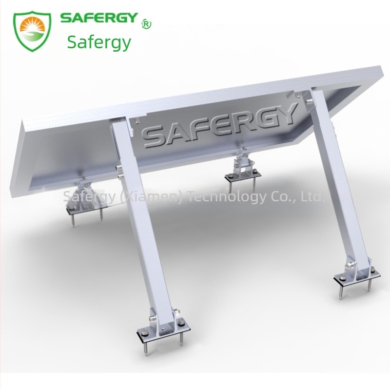 Suport reglabil pentru panouri solare pentru acoperiș din metal, cu picioare frontale și din spate; aliaj de aluminiu; înclinare 15–30°; anodizat; 4 kg